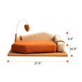 Load image into Gallery viewer, Wooden Pet Bed for Cats & Dogs by Home Furnishers; orange cushion on light wood frame.