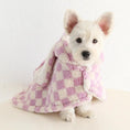Load image into Gallery viewer, SOCKPET Small Dog Flannel Cape Towel in pink and cream checkered fleece
