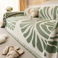Cargar la imagen en la vista de la galería, Versatile chenille sofa cover by topspet in green leaf pattern, draped over a sofa, pet-friendly.