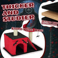 Load image into Gallery viewer, Nocturne cat tree construction graphic showing the black base and an inset illustration of layered board material