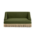 Load image into Gallery viewer, Duchess 33' Medium Princess Pet Bed Sofa with Fringe Skirt, Olive Green Velvet by HouseOfZazla