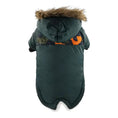 Carica l'immagine nel visualizzatore della galleria, Dog Clothes Winter Thickened Warmth Cotton Pet Dogs Coat Jacket in green with fur hood and colorful design.