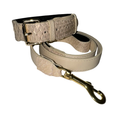 Load image into Gallery viewer, Hollywood Glam Classic Collar by Allysa Payne Beverly Hills, beige faux snakeskin with gold hardware.