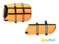 Load image into Gallery viewer, Adventure Dog Life Jacket by GreaterGood; orange pet life jackets with black straps, shown in two angles.