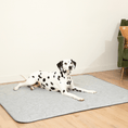Cargar la imagen en la vista de la galería, PupChill™ Cooling Waterproof Blanket - Arctic Grey on a grey quilted rug with two Dalmatian dogs.