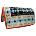 Cargar la imagen en la vista de la galería, TuffRider Durango Western Woven Saddle Blanket- Light Blue/Tan- 34 x 36 - from TuffRider