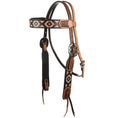 Cargar la imagen en la vista de la galería, WD Tack Burgundy And Cream Embossed Beadwork Browband Headstall Heavy Oiled Leather Natural Rawhide Premium Horse Gear by Mayatex