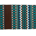 Charger l'image dans la visionneuse de la galerie, Mayatex Kiva Hand Woven New Zealand Wool Saddle Blanket 40x34 Inches Chestnut Cream Teal Ocean Blue by Mayatex