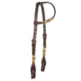 Load image into Gallery viewer, WD Tack Chocolate Natural Rawhide Quick Change Single Ear Headstall With Keeper Loop And Stainless Steel by Mayatex