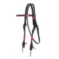 Gallery viewerに画像を読み込む, WD Tack Hot Pink Adjustable Rawhide Rope Tooled Browband Headstall by Mayatex