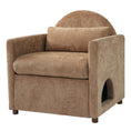 Load image into Gallery viewer, Coffee pet-friendly accent chair with hidden pet nook in brown textured fabric by Home Furnishers