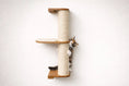 Charger l'image dans la visionneuse de la galerie, Wall Mounted Cat Climbing Pole - Sisal cat scratcher by Catastrophic Creations with wooden platforms.
