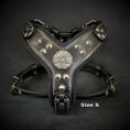 Load image into Gallery viewer, Bestia Dog Gear Maximus Harness Black & Silver Genuine Leather S/M by Bestia Dog Gear