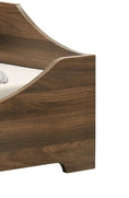 Carica l'immagine nel visualizzatore della galleria, Gibson 36-inch Pet Bed by Home Furnishers; wood-grain brown bed with curved headboard and light trim.