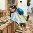 Cargar la imagen en la vista de la galería, Microcrystalline reflective dog clothes Pet Zen iridescent rainbow coat with blue backpack