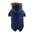 Load image into Gallery viewer, Dog Clothes Winter Thickened Warmth Cotton Pet Dogs Coat Jacket in blue with plush fleece hood and waterproof fabric.