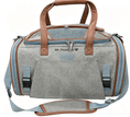 Load image into Gallery viewer, Mr. Peanut's Gold Series Mini Expandable V3.0 Pet Carrier; air travel approved, gray fabric with tan leather handles