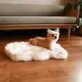Load image into Gallery viewer, PupRug by Paw.com faux fur orthopedic dog bed, curve white with brown accents