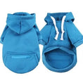 Charger l'image dans la visionneuse de la galerie, SOCKPET Spring Hoodie for Small & Medium Dogs, blue hoodie for dogs with hood, white drawstrings, back pocket detail