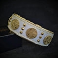 Load image into Gallery viewer, The "Maximus" collar 2.5 inch wide white & gold - Pet Collars & Harnesses from Bestia Dog Gear