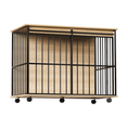 Charger l'image dans la visionneuse de la galerie, Large wooden dog crate furniture by Sangria Beech with removable tray and secure doors on wheels