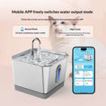 Load image into Gallery viewer, Wireless cat and dog water fountain in silver with blue LED window
