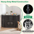 Carica l'immagine nel visualizzatore della galleria, DirectDeals wooden dog crate end table with adjustable bowl rack, black finish, 35.5 inches