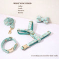 Load image into Gallery viewer, Blue Blossom Floral Harness Lead Set 3 Piece Kit With Removable Bow by DDPaws