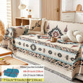 Load image into Gallery viewer, Extra Large Sofa Cover by topspet; stretchable furniture protector in blue-beige geometric pattern on a sofa.