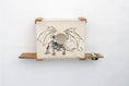 Bild in Galerie-Betrachter laden, Deluxe Cat Cubby Bed by Catastrophic Creations, cream fabric cube with dragon print, circular entry, wooden shelves.