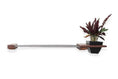 Load image into Gallery viewer, Cat Hammock Wall with Planter; long gray metal bar with wood accents and a black planter with burgundy foliage