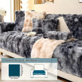 Load image into Gallery viewer, Luxurious Gradient Velvet Sofa Cover with plush gray-to-beige fur texture on a sofa