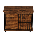 Charger l'image dans la visionneuse de la galerie, Large wooden dog crate furniture by Sangria Beech with black metal bars and caster wheels