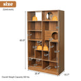 Load image into Gallery viewer, The Curator Cat Bookshelf in Brown: supplier diagram showing 35.4-inch width, 15.7-inch depth, 63.5-inch height, and load labels