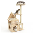 Load image into Gallery viewer, Cat Tree by DirectDeals, 48.5-inch natural solid wood with condo and scratchers; two cats.