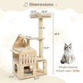Load image into Gallery viewer, DirectDeals Multi-Level Solid Wood Cat Tree with condo and scratchers, beige carpet, 48.5" tall