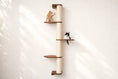 Charger l'image dans la visionneuse de la galerie, Wall Mounted Cat Climbing Pole - Sisal, tall sisal-wrapped pole with wooden platforms, two cats perched on shelves.
