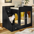 Bild in Galerie-Betrachter laden, Hidden cat litter box enclosure featuring a stylish design with steps, drawers, and space for multiple cats.