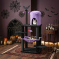 Load image into Gallery viewer, 51-inch Gothic Multi-Level Cat Tree by DirectDeals, purple velvet with hammock and spider toy