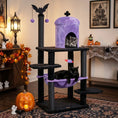 Load image into Gallery viewer, DirectDeals 51in Gothic multi-level cat tree in purple velvet with hammock and spider toy