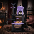 Load image into Gallery viewer, 51-inch Gothic Multi-Level Cat Tree by DirectDeals, purple with spider toy and hammock