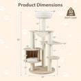 Bild in Galerie-Betrachter laden, Wooden cat tree with washable plush cushions, 52-inch height, sisal-wrapped posts, level climbing platforms