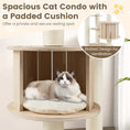 Bild in Galerie-Betrachter laden, 52-Inch wooden cat tree with washable plush cushions and multi-level climbing stand in natural wood by DirectDeals