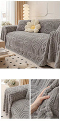 Load image into Gallery viewer, topspet Luxurious Four Seasons Jacquard slipcover for sofa, gray waterproof couch cover with arched pattern