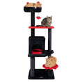 Load image into Gallery viewer, 57-inch Gothic Cat Tower with black and red plush, padded perch, and spider toy