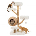Load image into Gallery viewer, 5-Tier Wooden Cat Tree with Woven Condo and Plush Perches by DirectDeals; two cats shown.