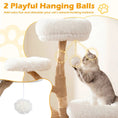 Load image into Gallery viewer, 5-Tier Wooden Cat Tree with Plush White Perches, Woven Condo, Jute Posts, and Hanging Balls
