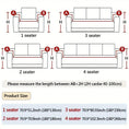 Cargar la imagen en la vista de la galería, Versatile Chenille Sofa Cover by topspet; orange pet-friendly dog couch cover with 1–4 seater size diagrams.