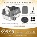 Gallery viewerに画像を読み込む, XXL stainless steel cat litter box by For Animals, With Love; 6-piece set with mat, scoop, brush, bed and non-slip mat