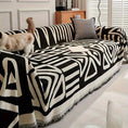Load image into Gallery viewer, Bohemian-style chenille couch cover for extra-long sofa, black-and-white geometric pattern, anti-dog-scratch.